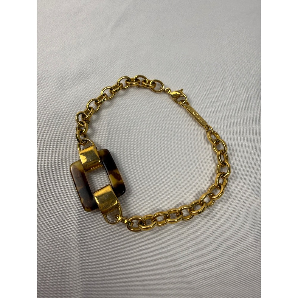 Napier Gold Tone Tortoiseshell Buckle Link‎ Chain Bracelet Vintage Style